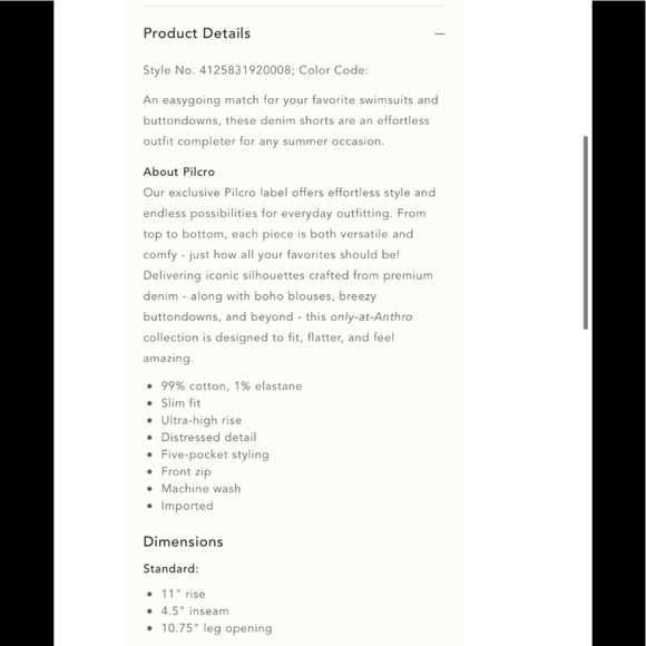 SALE NWT Anthropologie Pilcro Slim Denim Shorts size 29 - Picture 6 of 15